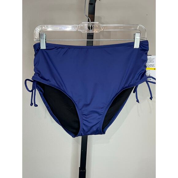 24th & Ocean Navy Mid Waist Adjustable Bikini Bottom Medium NWT - Picture 3 of 7
